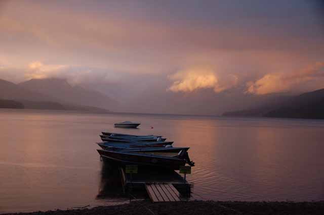 sunset over Lake McDonald